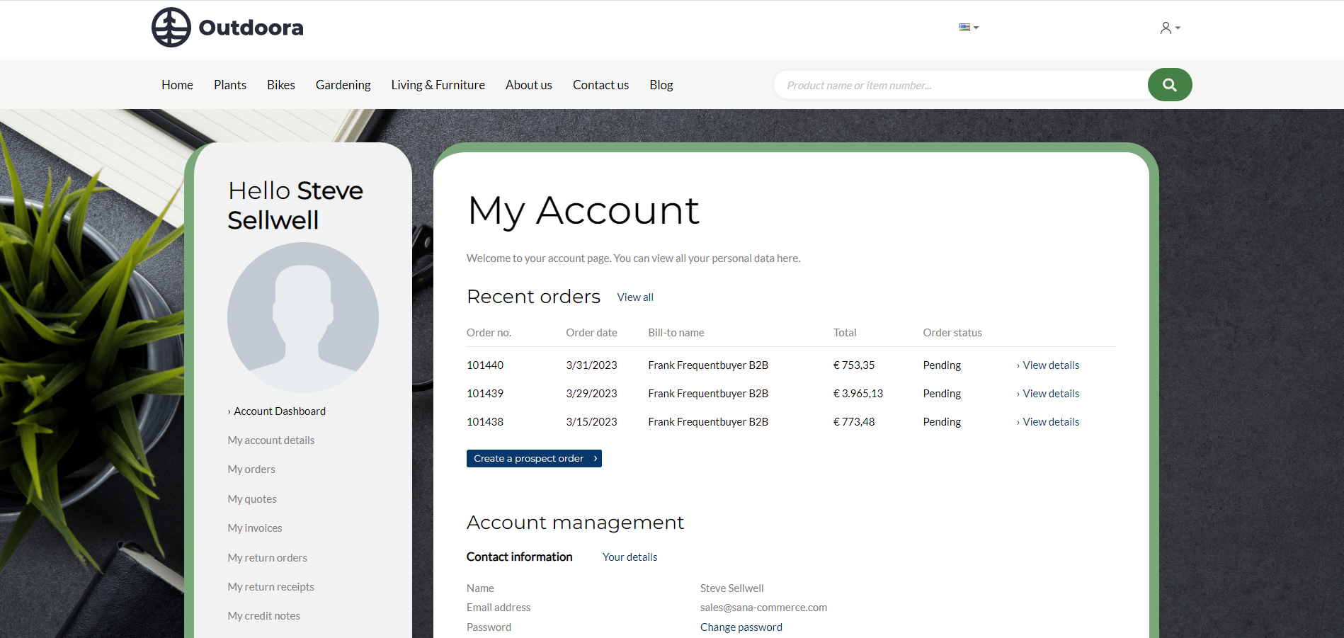 screenshot of Sana Commerce